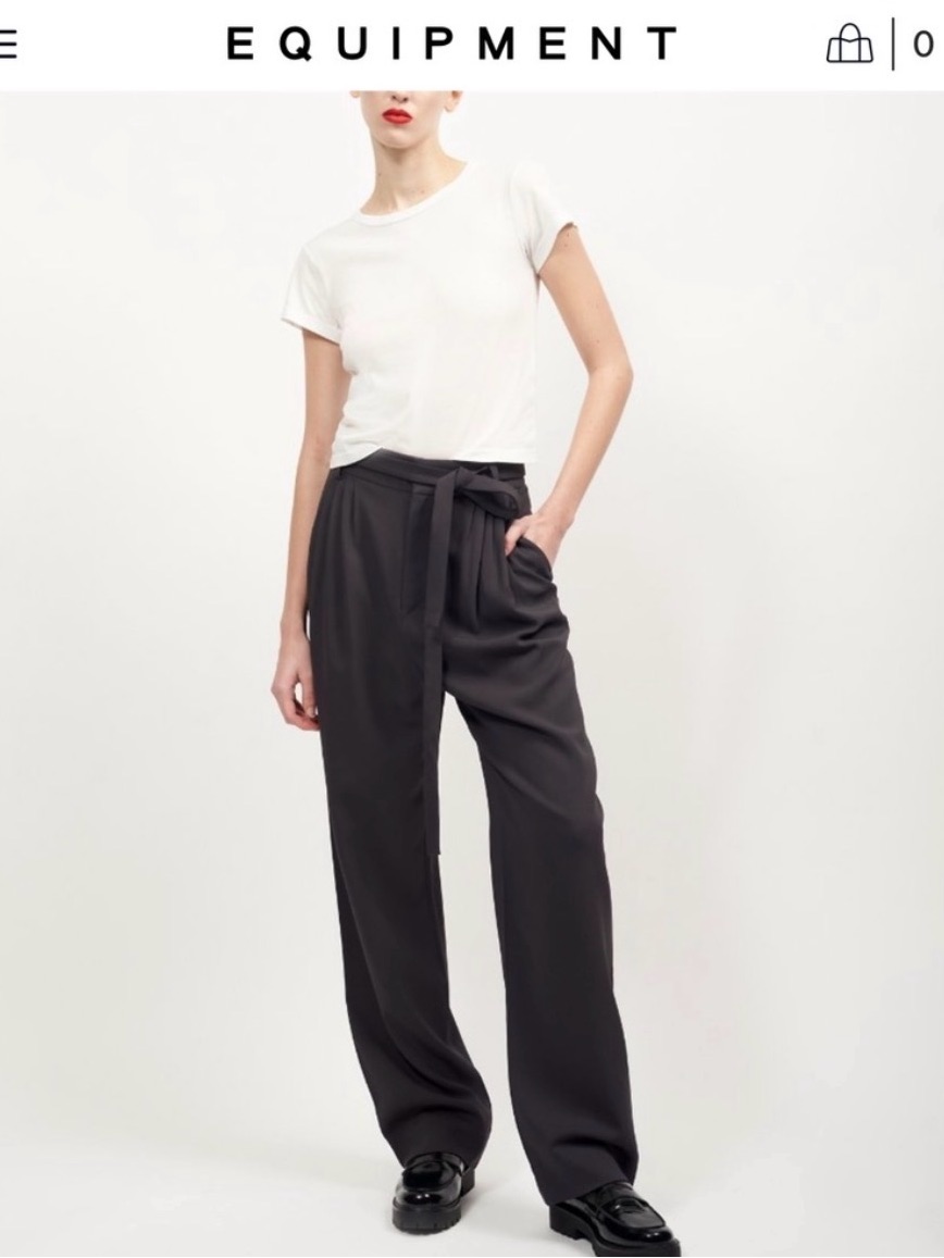 Women’s Equipment Black Pietro High Rise Tie Belt Wool Pant Trouser Size 12